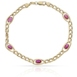 PU458R Pulsera oro 18K de mujer decorada con cinco piedras rojas cierre mosquetón