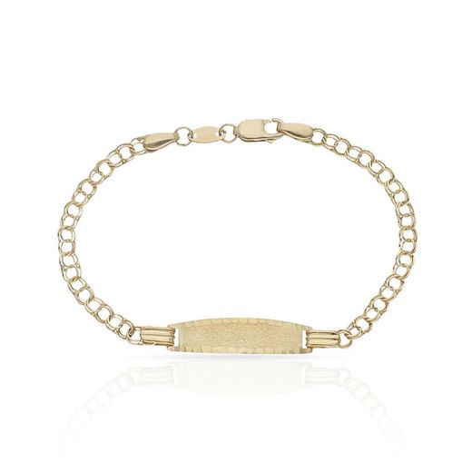 PU505 Pulsera esclava nomeolvides infantil en oro 18k de bebé con placa cadena Húngara