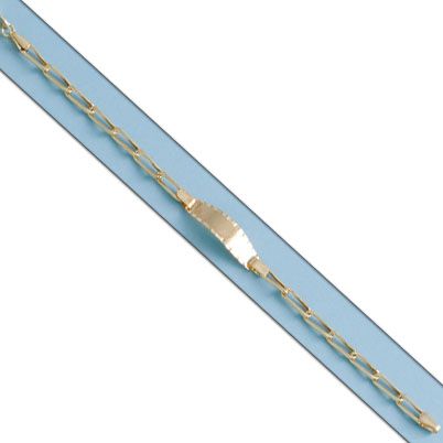 PU675 Pulsera oro bebé o comunión con placa matizada y bisel lapidado a mano modelo Fígaro