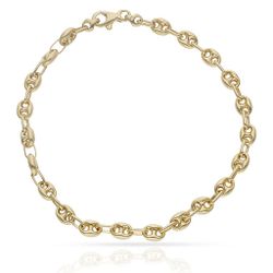 PU696 Pulsera oro 18k unisex eslabones tipo calabrote elegante y clásica, cierre de mosquetón