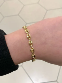 PU696 Pulsera oro 18k unisex eslabones tipo calabrote elegante y clásica, cierre de mosquetón