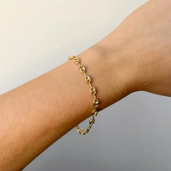 PU696 Pulsera oro 18k unisex eslabones tipo calabrote elegante y clásica, cierre de mosquetón