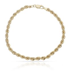 PU702 Pulsera de cordón salomónico en Oro de 18 K semihueca clásica y atemporal muy cómoda de llevar