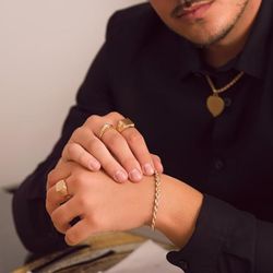 PU702 Pulsera de cordón salomónico en Oro de 18 K semihueca clásica y atemporal muy cómoda de llevar