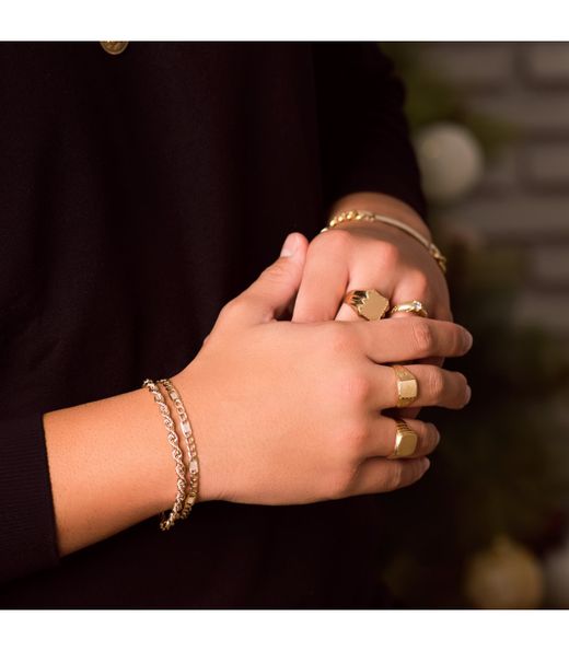 PU702 Pulsera de cordón salomónico en Oro de 18 K semihueca clásica y atemporal muy cómoda de llevar