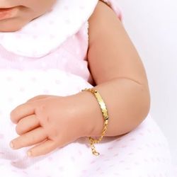 PU753 Pulsera oro 18k de bebé o de primera comunión con perlas, circonita y dos ositos calados