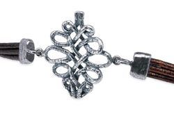 Pulsera Atlista WB492X Pulsera PLATA DE PALO mujer en cuero y pieza central de plata con cenefa vertical