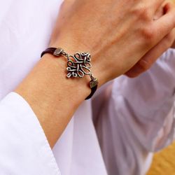 Pulsera Atlista WB492X Pulsera PLATA DE PALO mujer en cuero y pieza central de plata con cenefa vertical