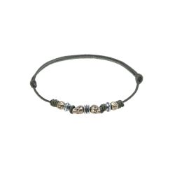 Pulsera Plata de Palo Calavera modelo Paprika de Plata 925, bronce y nylon