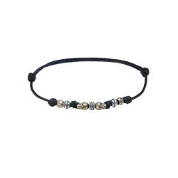 Pulsera Plata de Palo Calavera modelo Paprika de Plata 925, bronce y nylon