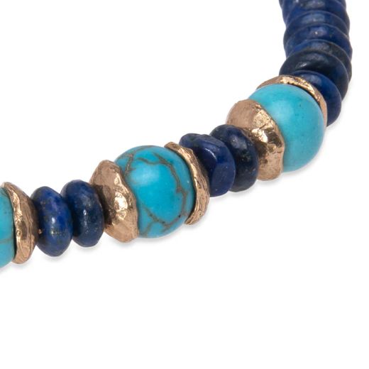 WB535X Pulsera Plata de Palo de bolas para mujer Hakanai de lapizlázuli y turquesas acabada en plata de ley