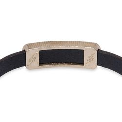 WB426X Pulsera Plata de Palo mujer de cuero marrón oscuro con pieza de bronce y circonitas blancas