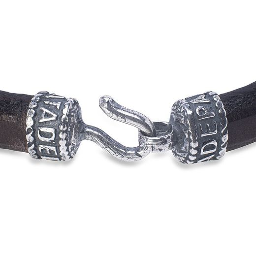 Pulsera Plata de Palo mujer con un acabado perfecto de cuero con piezas de Plata 925, bronce y circonitas blancas Referencia:WB374X