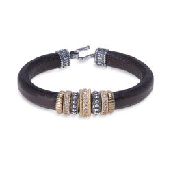 Pulsera Plata de Palo mujer con un acabado perfecto de cuero con piezas de Plata 925, bronce y circonitas blancas Referencia:WB374X