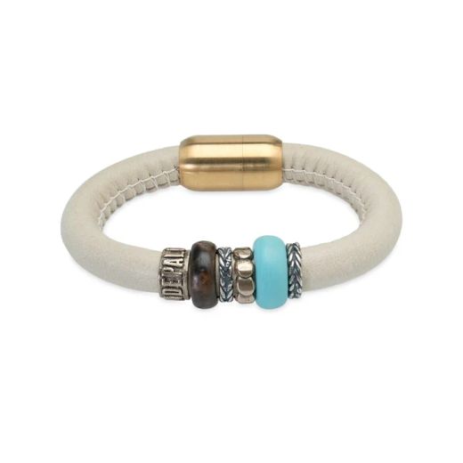 WB656X Pulsera Plata de Palo en Cuero para Mujer Bohol