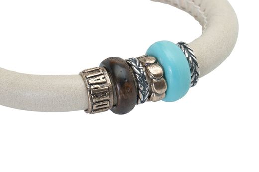 WB656X Pulsera Plata de Palo en Cuero para Mujer Bohol