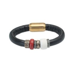 WB658X Pulsera Plata de Palo de Cuero Mujer Culion pulsera de cuero de la Colección PALAWAN  estilo artesanal, natural y lleno de fuerza