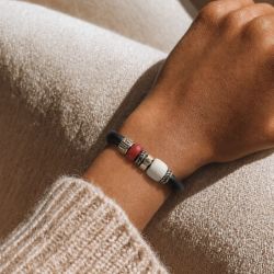 WB658X Pulsera Plata de Palo de Cuero Mujer Culion pulsera de cuero de la Colección PALAWAN  estilo artesanal, natural y lleno de fuerza