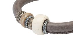 WB659X Pulsera Plata de Palo moderna de Cuero Mujer Siargao