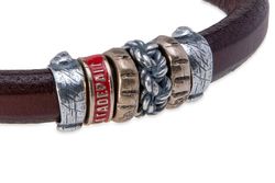 MB219X Pulsera PLATA DE PALO de cuero marrón, plata de ley 925 y bronce colección Calindra