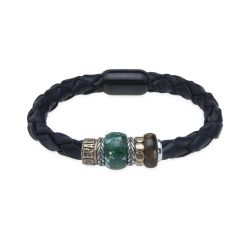 MB324X Pulsera PLATA DE PALO de Cuero trenzado Hombre Marinduque