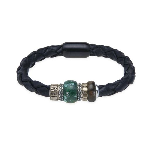 MB324X Pulsera PLATA DE PALO de Cuero trenzado Hombre Marinduque