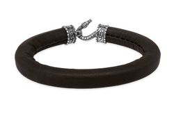 Pulsera Florencia WB519X Pulsera Plata de Palo unisex de cuero marrón y plata 925 cierre de serpiente