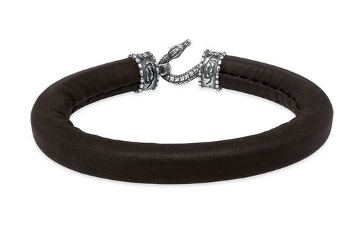 Pulsera Florencia WB519X Pulsera Plata de Palo unisex de cuero marrón y plata 925 cierre de serpiente