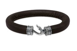 Pulsera Florencia WB519X Pulsera Plata de Palo unisex de cuero marrón y plata 925 cierre de serpiente