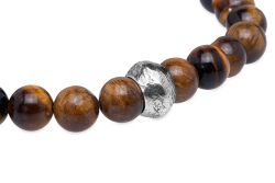 Pulsera PLATA DE PALO hombre bolas de ojo de tigre modelo Luján belleza natural