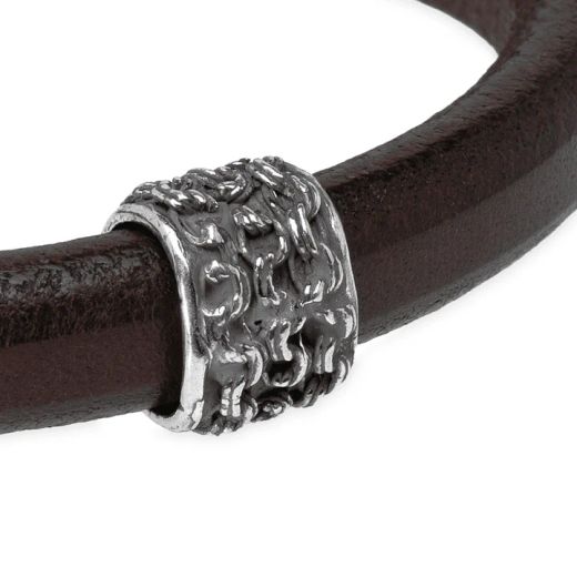 MB252X Pulsera lanzada Plata de Palo hombre colección Kanshō de cuerro marrón y centro en plata de ley