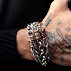 WB286X Pulsera Plata de Palo Hombre Yuba de Plata 925 y bronce