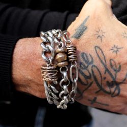 WB286X Pulsera Plata de Palo Hombre Yuba de Plata 925 y bronce