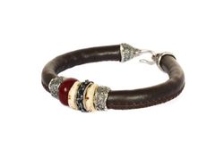 Pulsera la bruixeta BRU1370pc plata, cuero, resinas