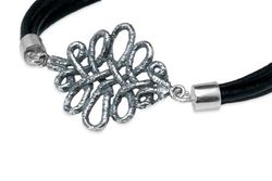 Pulsera Llantia WB489X Pulsera PLATA DE PALO mujer con tres vueltas de cuero y filigrana central en plata de 1ª ley 925