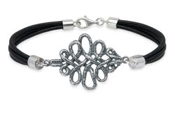 Pulsera Llantia WB489X Pulsera PLATA DE PALO mujer con tres vueltas de cuero y filigrana central en plata de 1ª ley 925