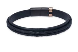 Pulsera Lyon MB250X Plata de Palo de hombre de cuero artesanal