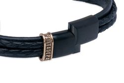 Pulsera Lyon MB250X Plata de Palo de hombre de cuero artesanal