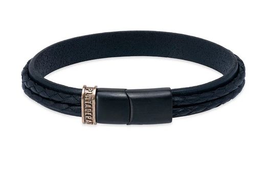 Pulsera Lyon MB250X Plata de Palo de hombre de cuero artesanal