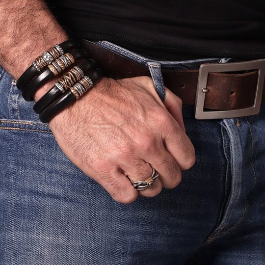 MB145X Pulsera PLATA DE PALO hombre filigranas en bronce