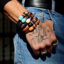 BB095X Pulsera Plata de Palo de hombre Miksa con Plata 925, cuero y bronce