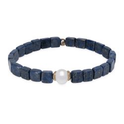 Pulsera PLATA DE PALO Mujer colección Anthea con lapislázuli y una perla