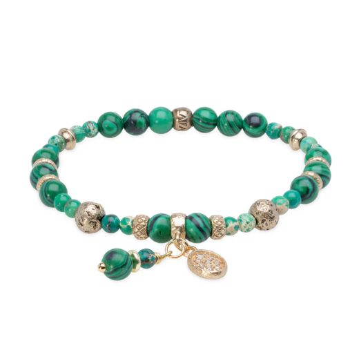 WB583X Pulsera PLATA DE PALO mujer Argan de Malaquita y Bronce
