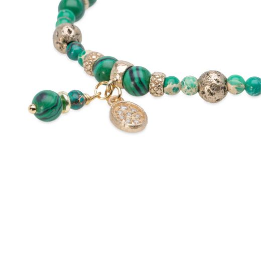 WB583X Pulsera PLATA DE PALO mujer Argan de Malaquita y Bronce