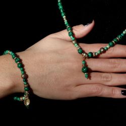 WB583X Pulsera PLATA DE PALO mujer Argan de Malaquita y Bronce