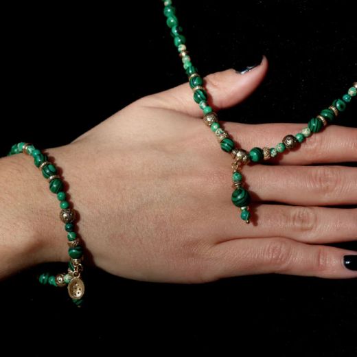 WB583X Pulsera PLATA DE PALO mujer Argan de Malaquita y Bronce