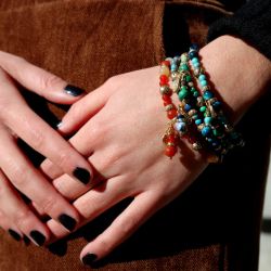 WB583X Pulsera PLATA DE PALO mujer Argan de Malaquita y Bronce