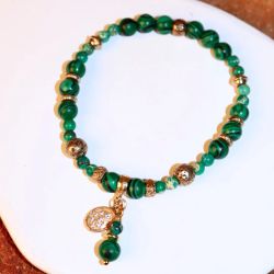 WB583X Pulsera PLATA DE PALO mujer Argan de Malaquita y Bronce