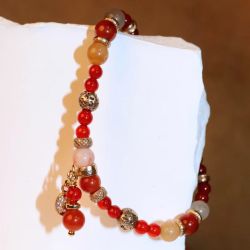 WB582X Pulsera Plata de Palo de Mujer Henna de Cornalina y Bronce
