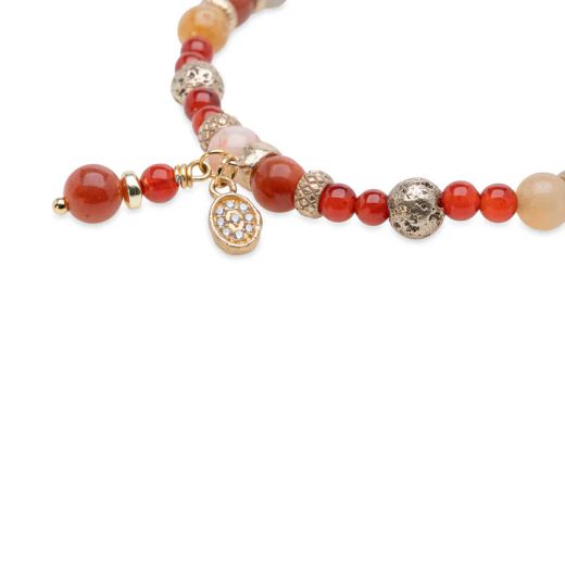 WB582X Pulsera Plata de Palo de Mujer Henna de Cornalina y Bronce